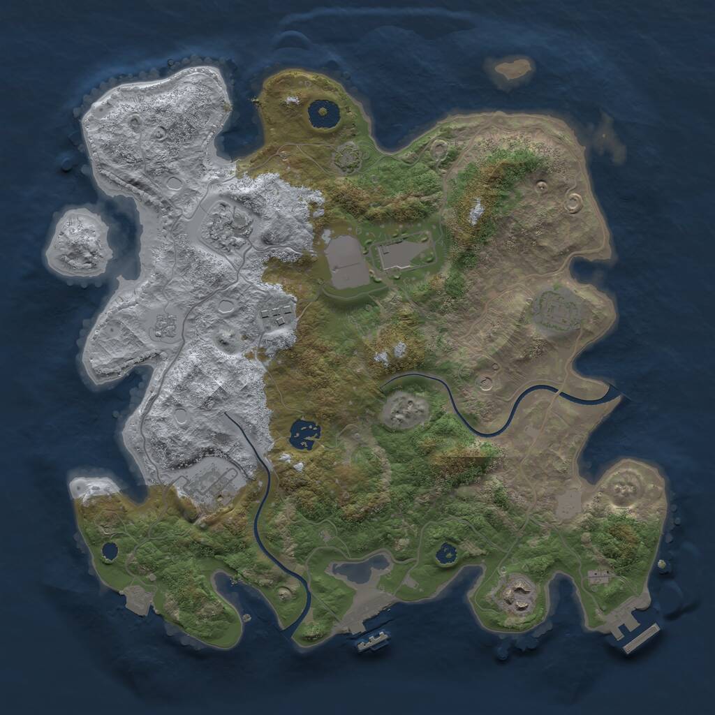 Rust Map: Procedural Map, Size: 3500, Seed: 1569431896, 13 Monuments