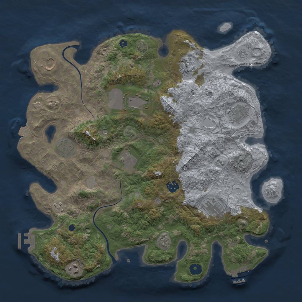 Rust Map: Procedural Map, Size: 3850, Seed: 1254342285, 16 Monuments