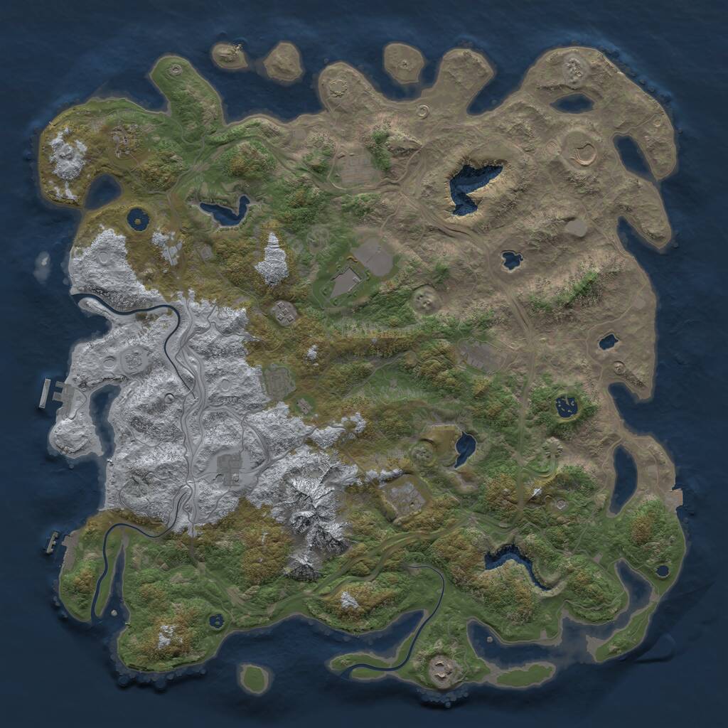 Rust Map: Procedural Map, Size: 5000, Seed: 1548, 17 Monuments
