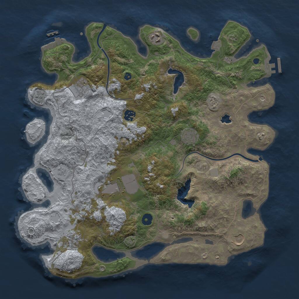 Rust Map: Procedural Map, Size: 4000, Seed: 489848463, 14 Monuments