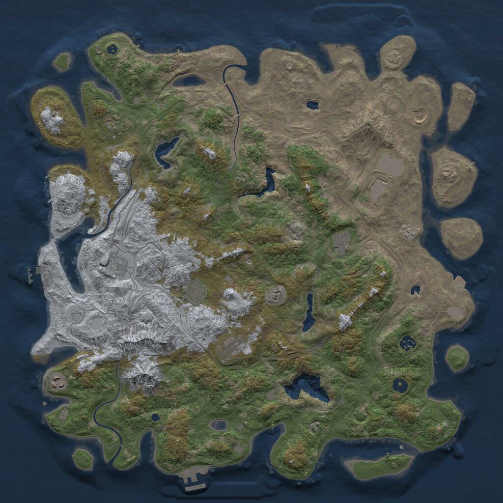 Rust Map: Procedural Map, Size: 5000, Seed: 1861521777, 16 Monuments