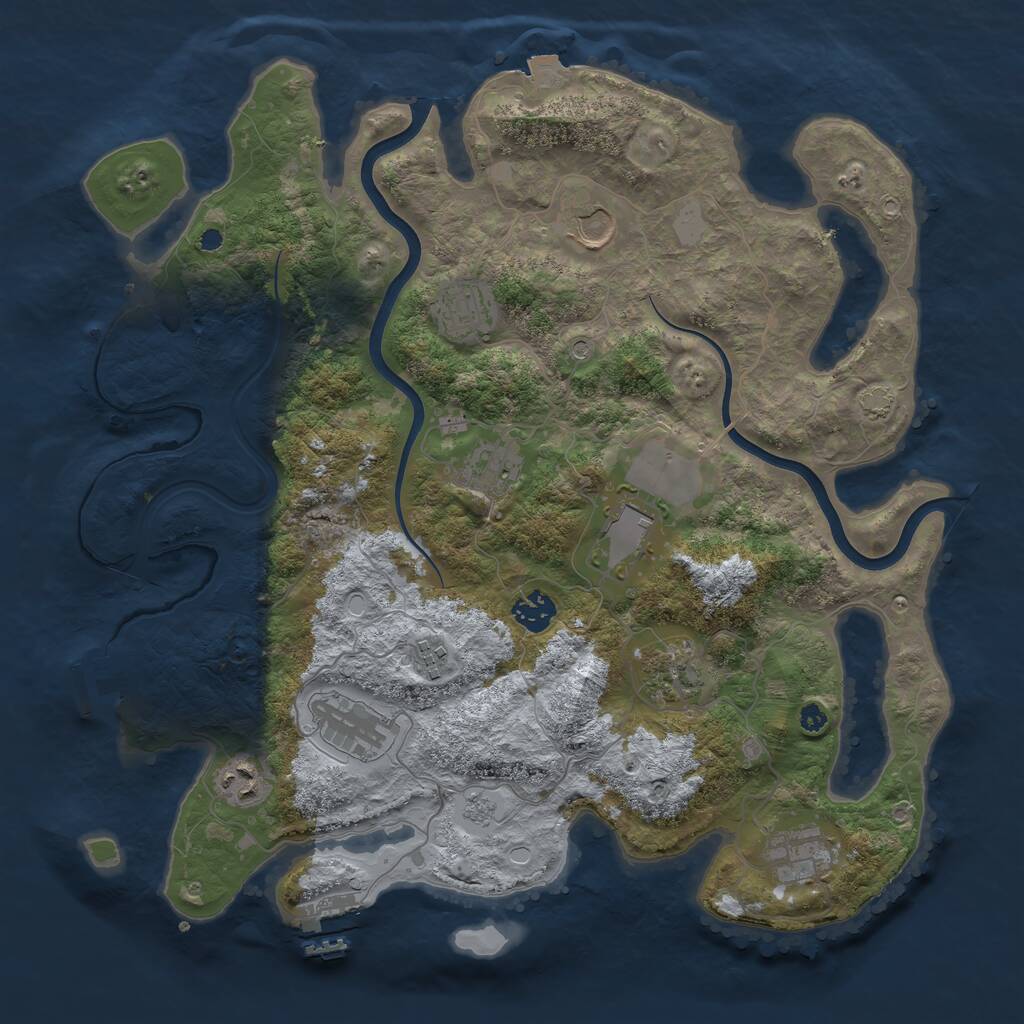 Rust Map: Procedural Map, Size: 3800, Seed: 15488444, 16 Monuments