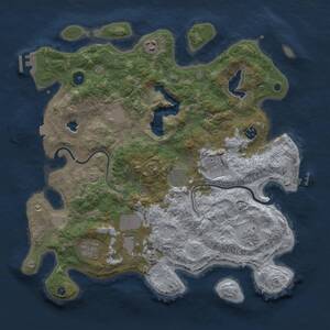 Thumbnail Rust Map: Procedural Map, Size: 4000, Seed: 320112580, 14 Monuments