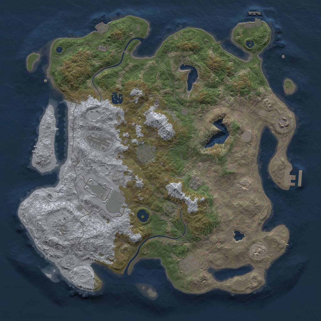 Rust Map: Procedural Map, Size: 4000, Seed: 45642, 14 Monuments