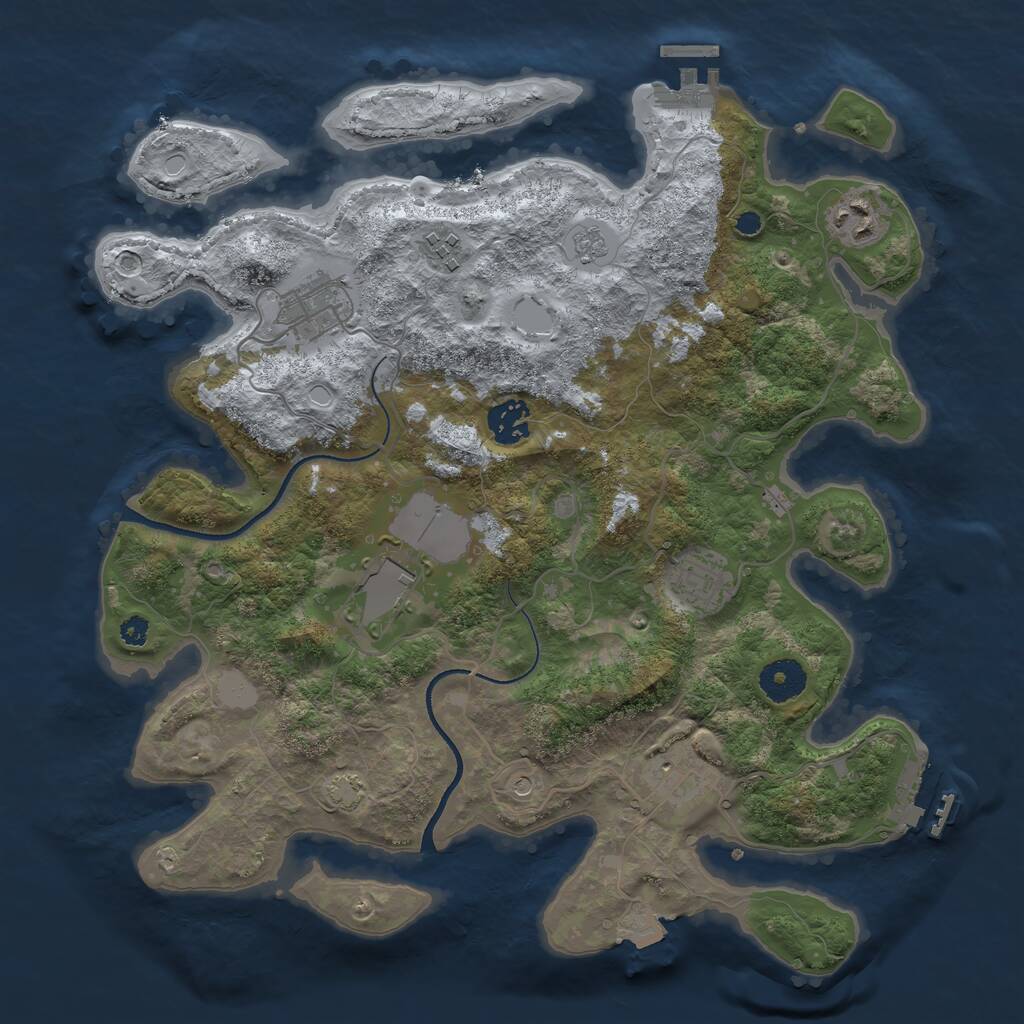Rust Map: Procedural Map, Size: 3500, Seed: 1552018793, 13 Monuments