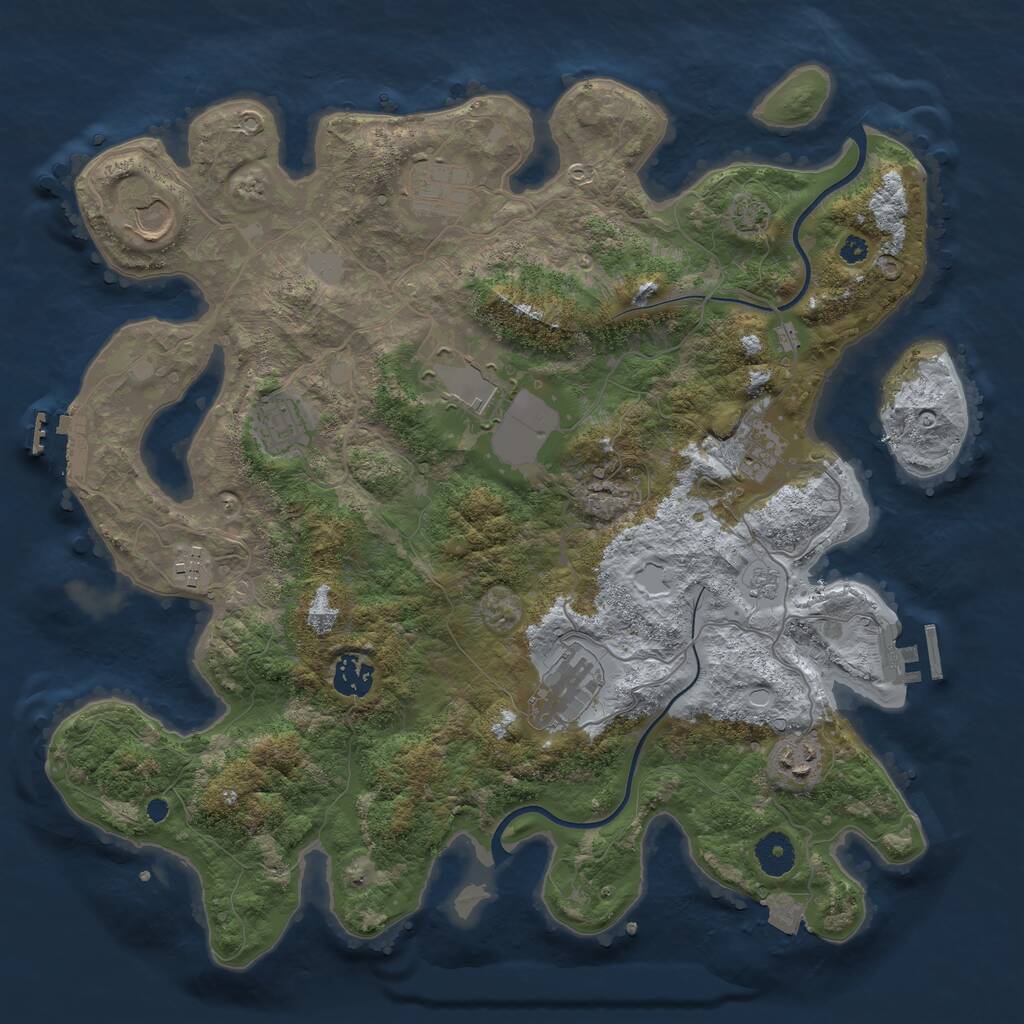 Rust Map: Procedural Map, Size: 3750, Seed: 1274807797, 14 Monuments