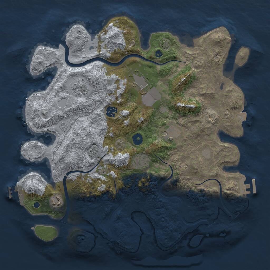 Rust Map: Procedural Map, Size: 3700, Seed: 1331804292, 12 Monuments