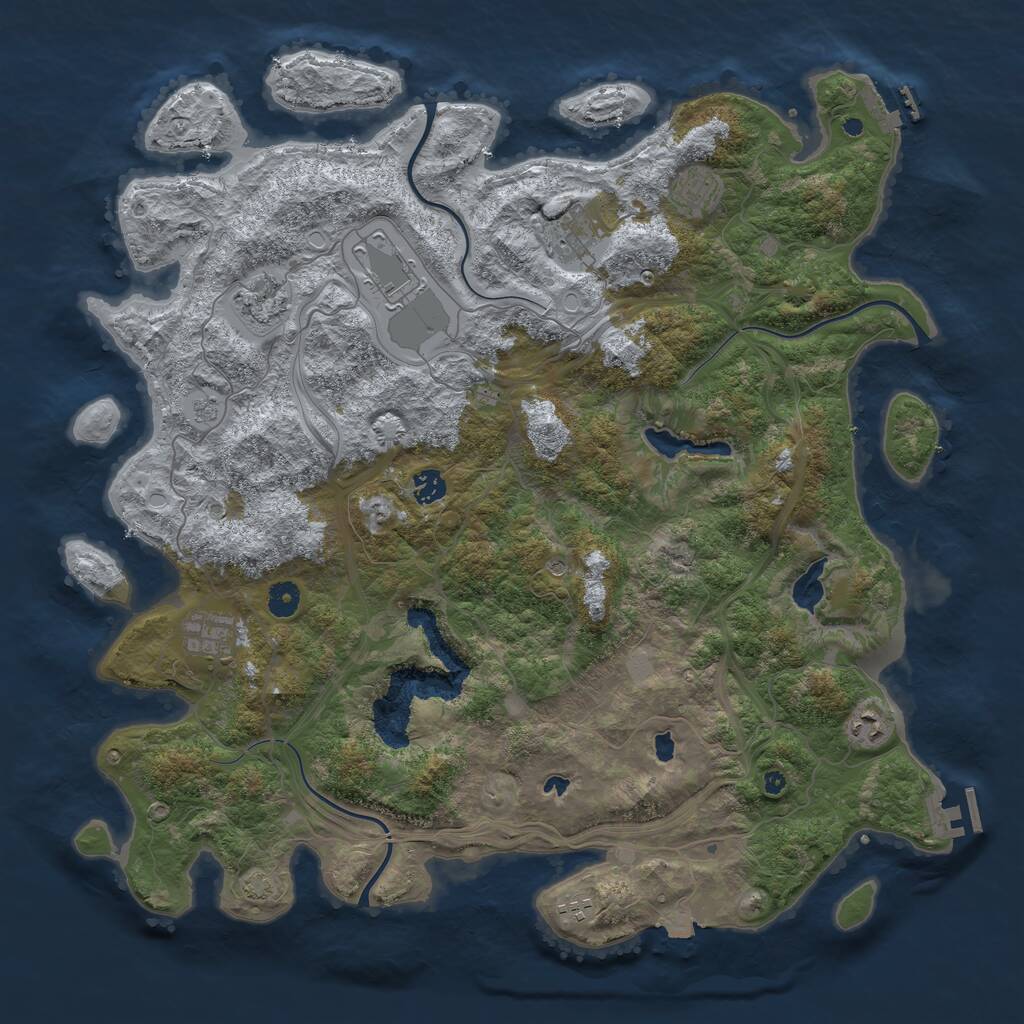 Rust Map: Procedural Map, Size: 4500, Seed: 1910205113, 14 Monuments