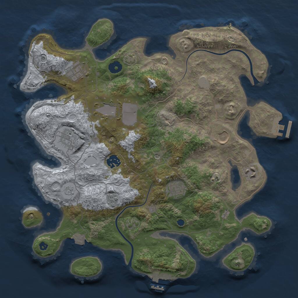 Rust Map: Procedural Map, Size: 3500, Seed: 2128368919, 14 Monuments