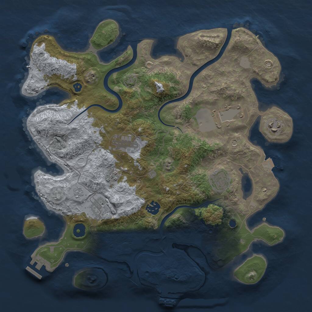 Rust Map: Procedural Map, Size: 3500, Seed: 2128368919, 13 Monuments
