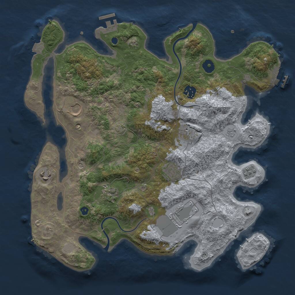 Rust Map: Procedural Map, Size: 3600, Seed: 990334, 14 Monuments