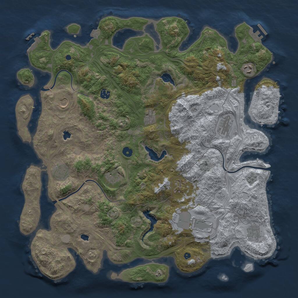 Rust Map: Procedural Map, Size: 4500, Seed: 981080440, 17 Monuments