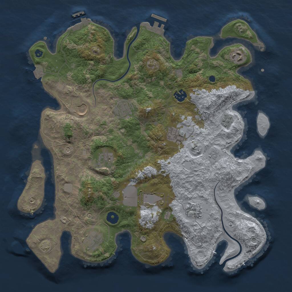 Rust Map: Procedural Map, Size: 3700, Seed: 998142, 16 Monuments