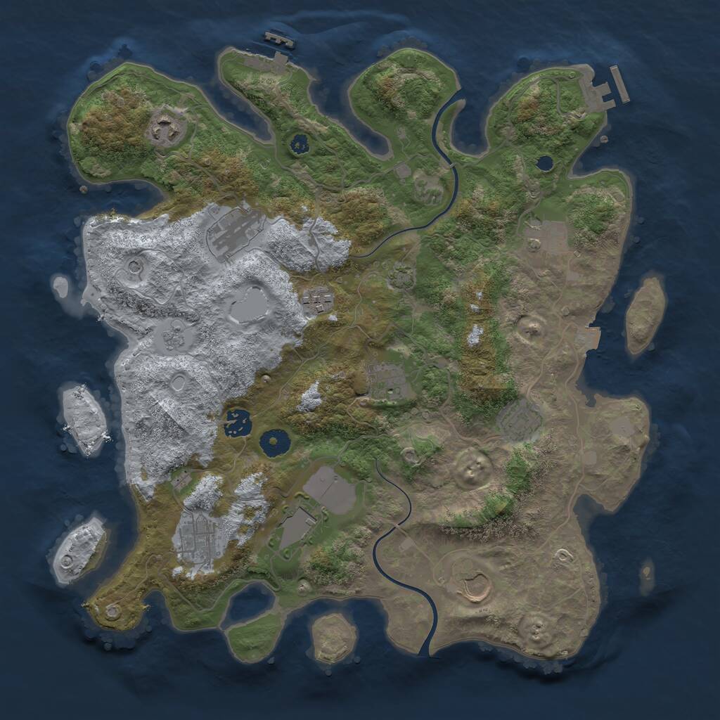 Rust Map: Procedural Map, Size: 3750, Seed: 603796872, 16 Monuments