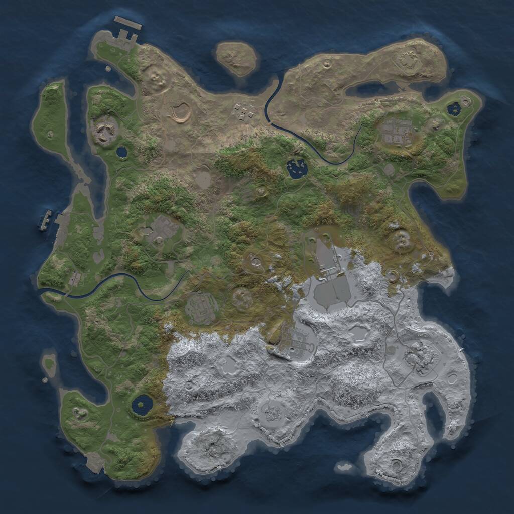 Rust Map: Procedural Map, Size: 3750, Seed: 1825674147, 16 Monuments
