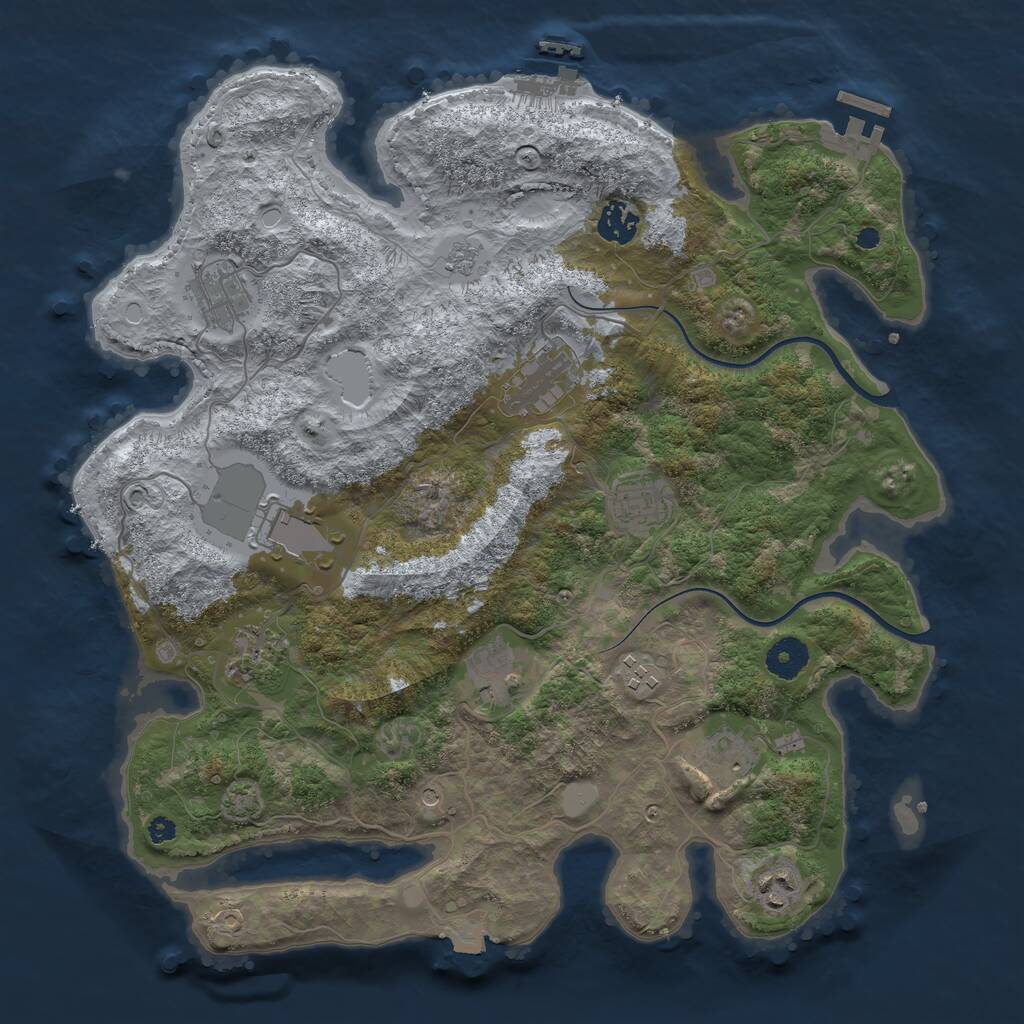 Rust Map: Procedural Map, Size: 3750, Seed: 476119201, 16 Monuments