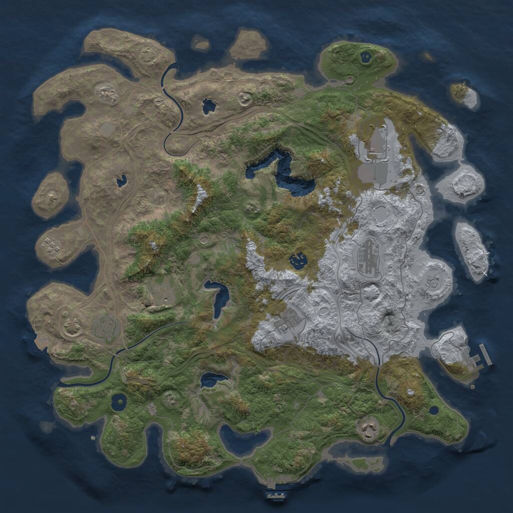 Rust Map: Procedural Map, Size: 4500, Seed: 411601885, 14 Monuments
