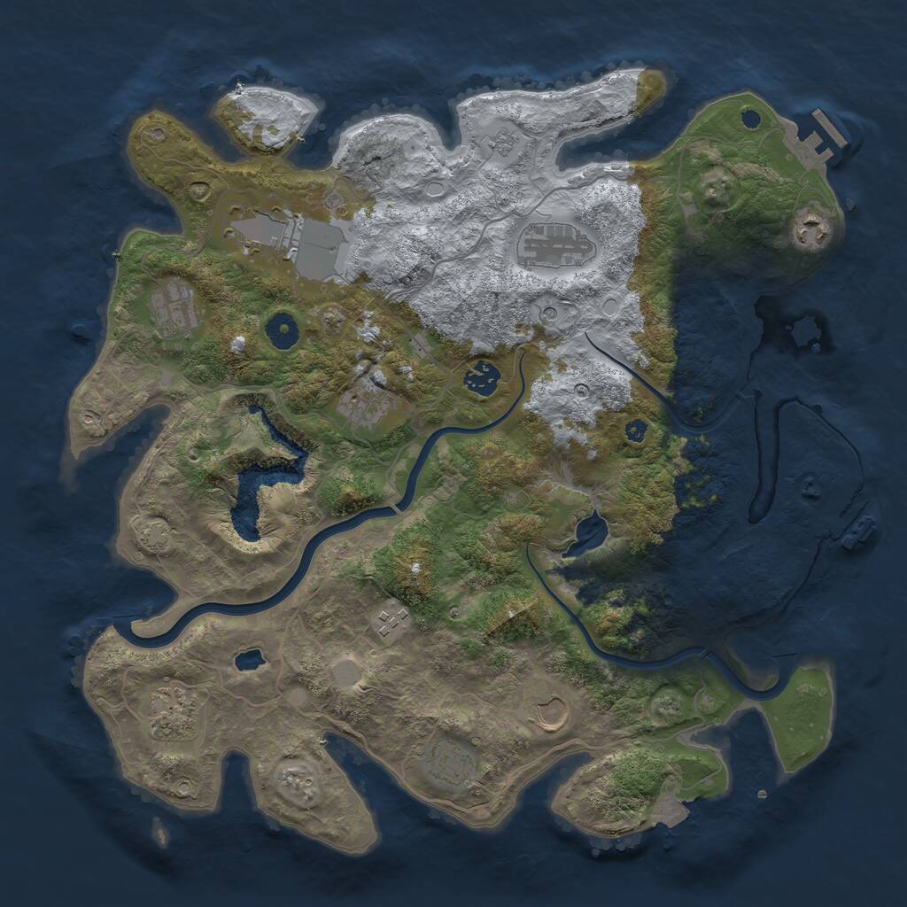 Rust Map: Procedural Map, Size: 4000, Seed: 64328973, 16 Monuments