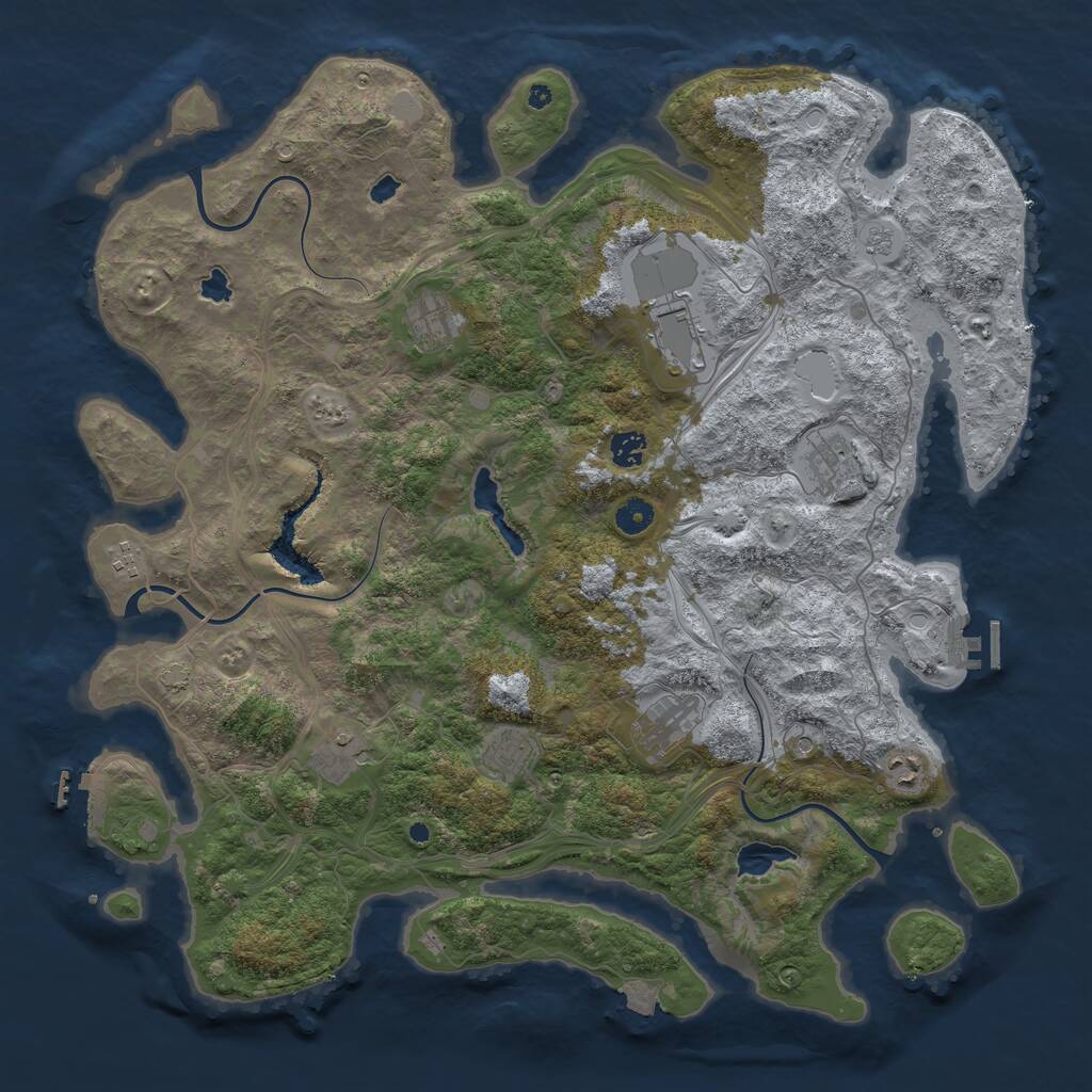 Rust Map: Procedural Map, Size: 4500, Seed: 1262243108, 15 Monuments