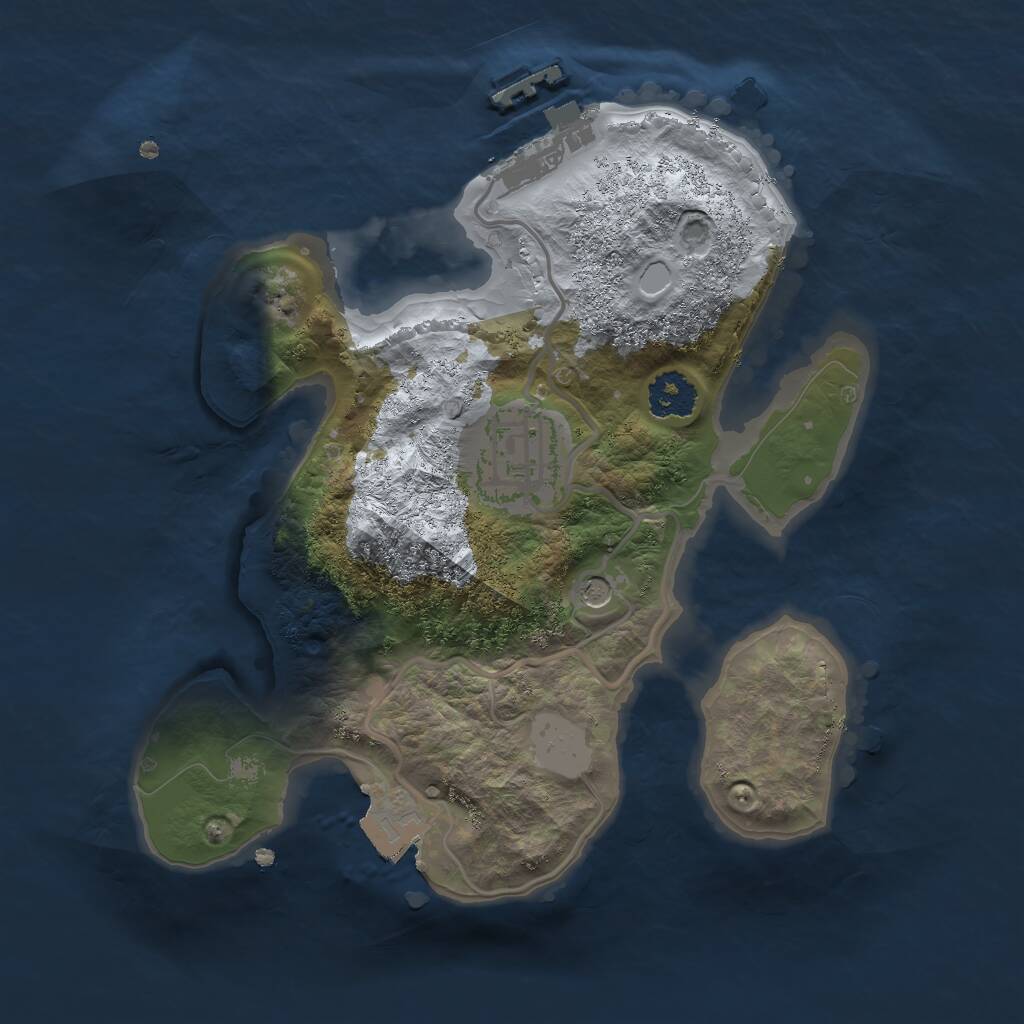 Rust Map: Procedural Map, Size: 2155, Seed: 1, 4 Monuments