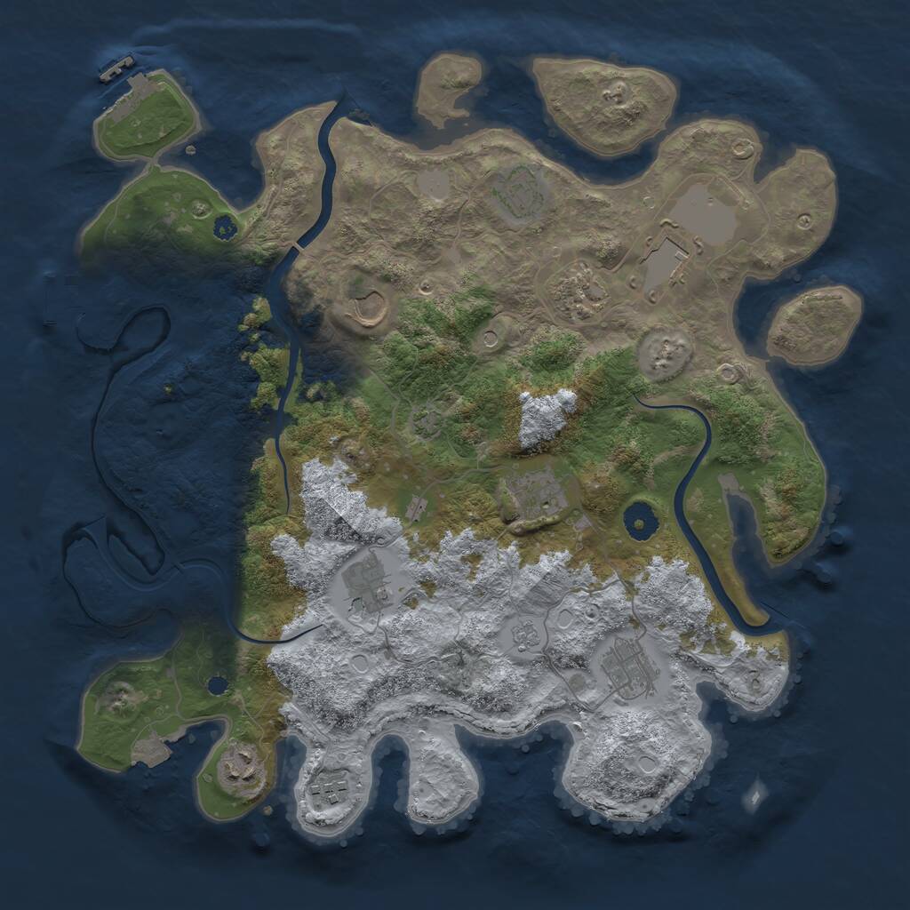 Rust Map: Procedural Map, Size: 3803, Seed: 211169350, 15 Monuments
