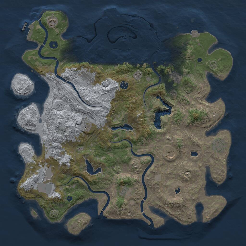 Rust Map: Procedural Map, Size: 4500, Seed: 1118246025, 17 Monuments