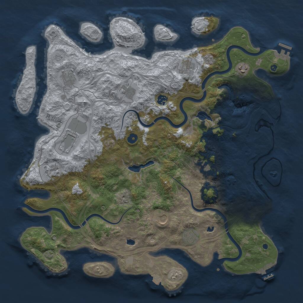 Rust Map: Procedural Map, Size: 4500, Seed: 446408608, 17 Monuments