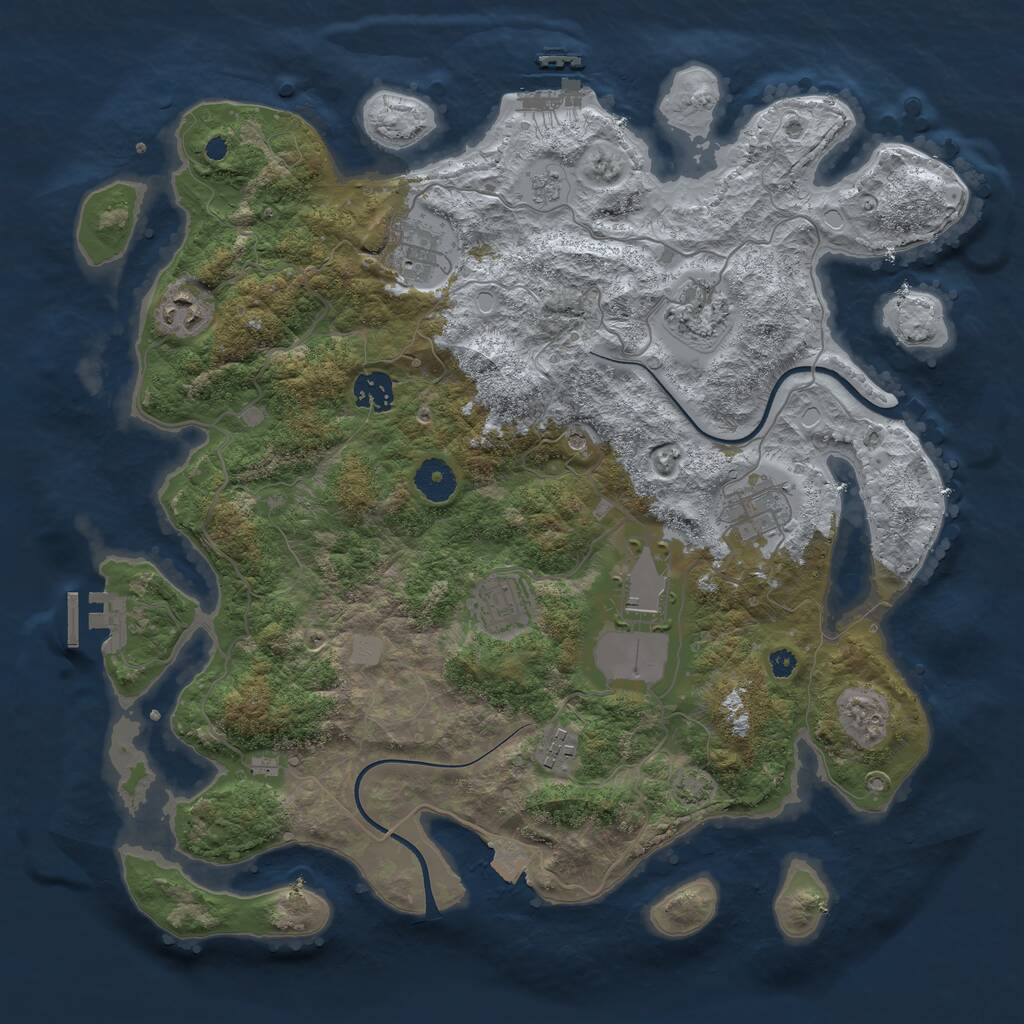 Rust Map: Procedural Map, Size: 3750, Seed: 1920537345, 14 Monuments