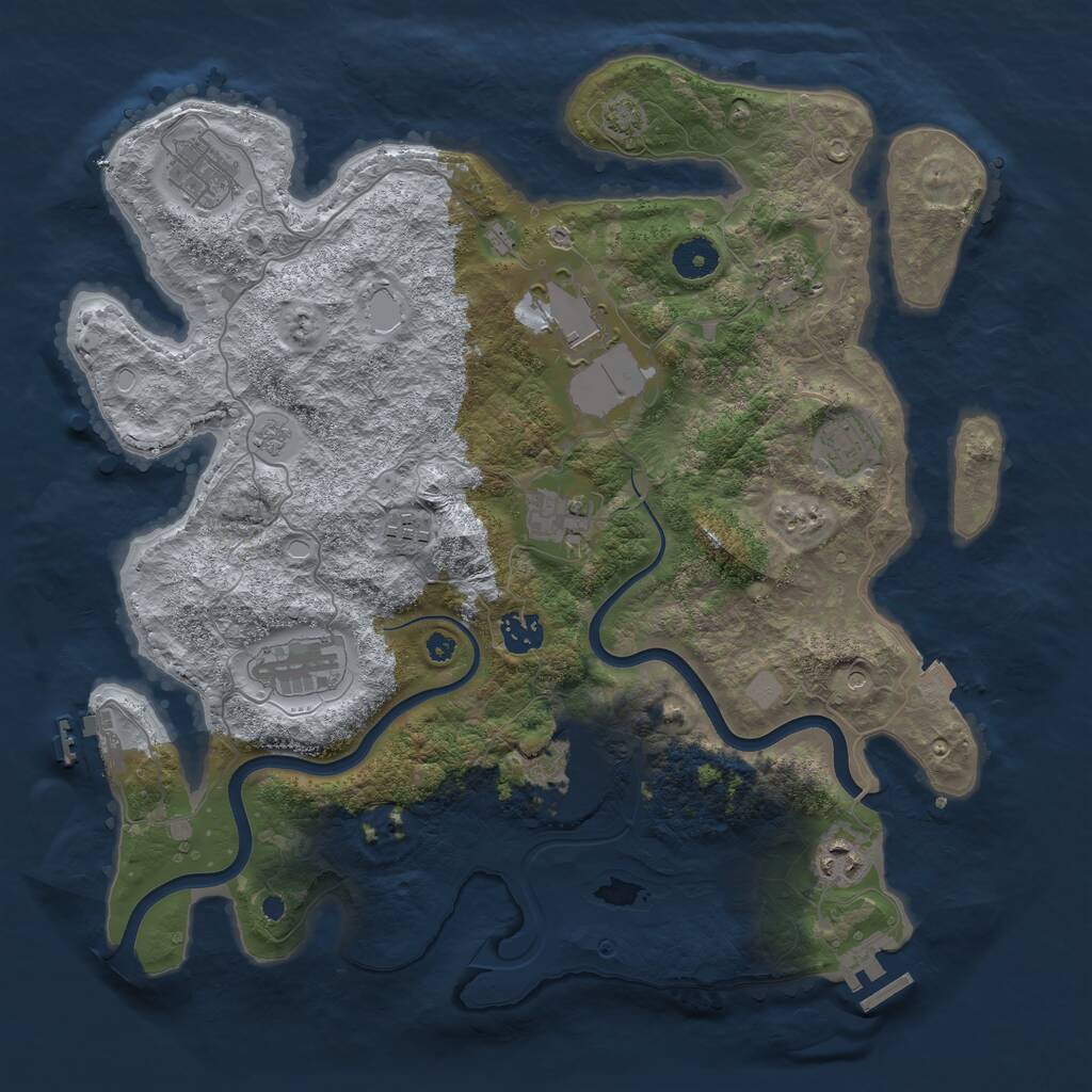 Rust Map: Procedural Map, Size: 3800, Seed: 421379185, 16 Monuments