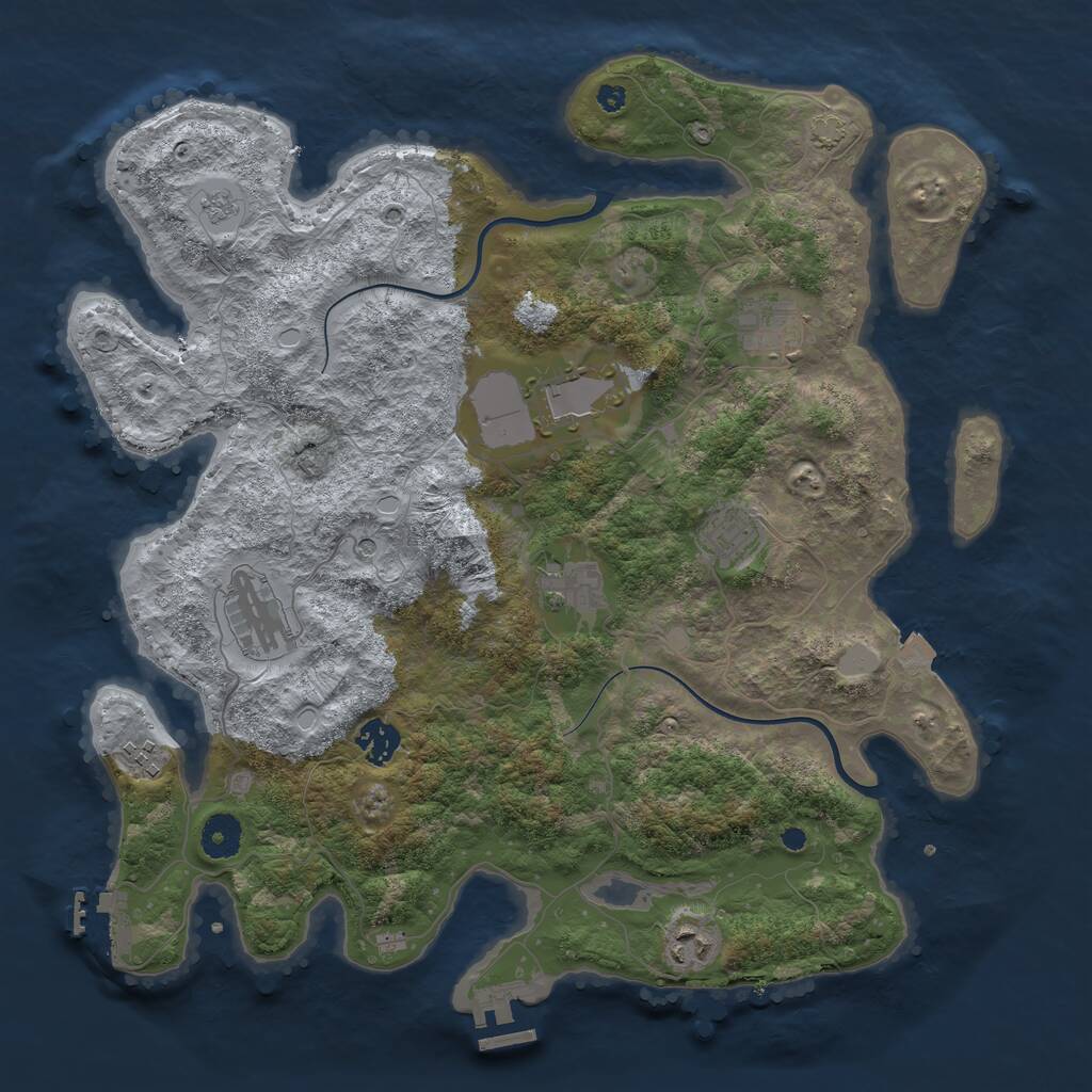 Rust Map: Procedural Map, Size: 3800, Seed: 421379185, 14 Monuments
