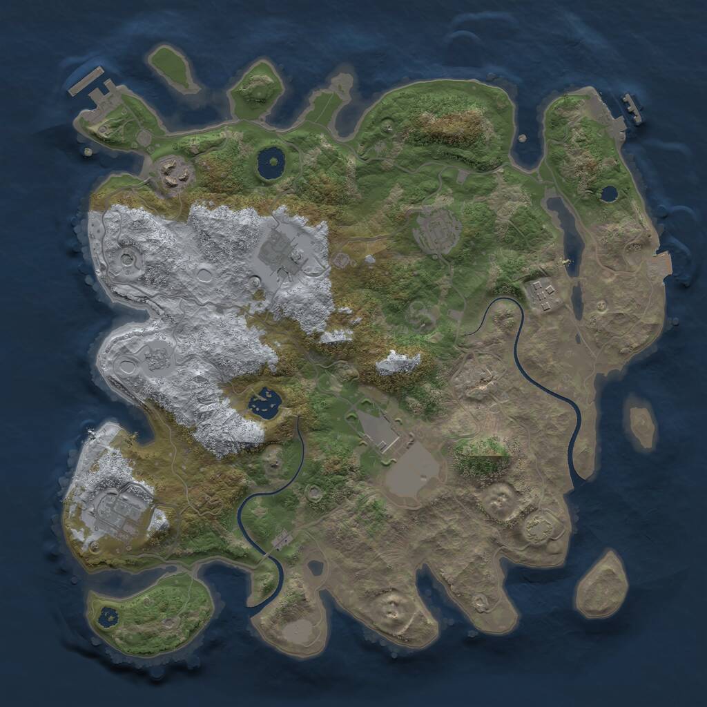Rust Map: Procedural Map, Size: 3500, Seed: 1979586844, 13 Monuments