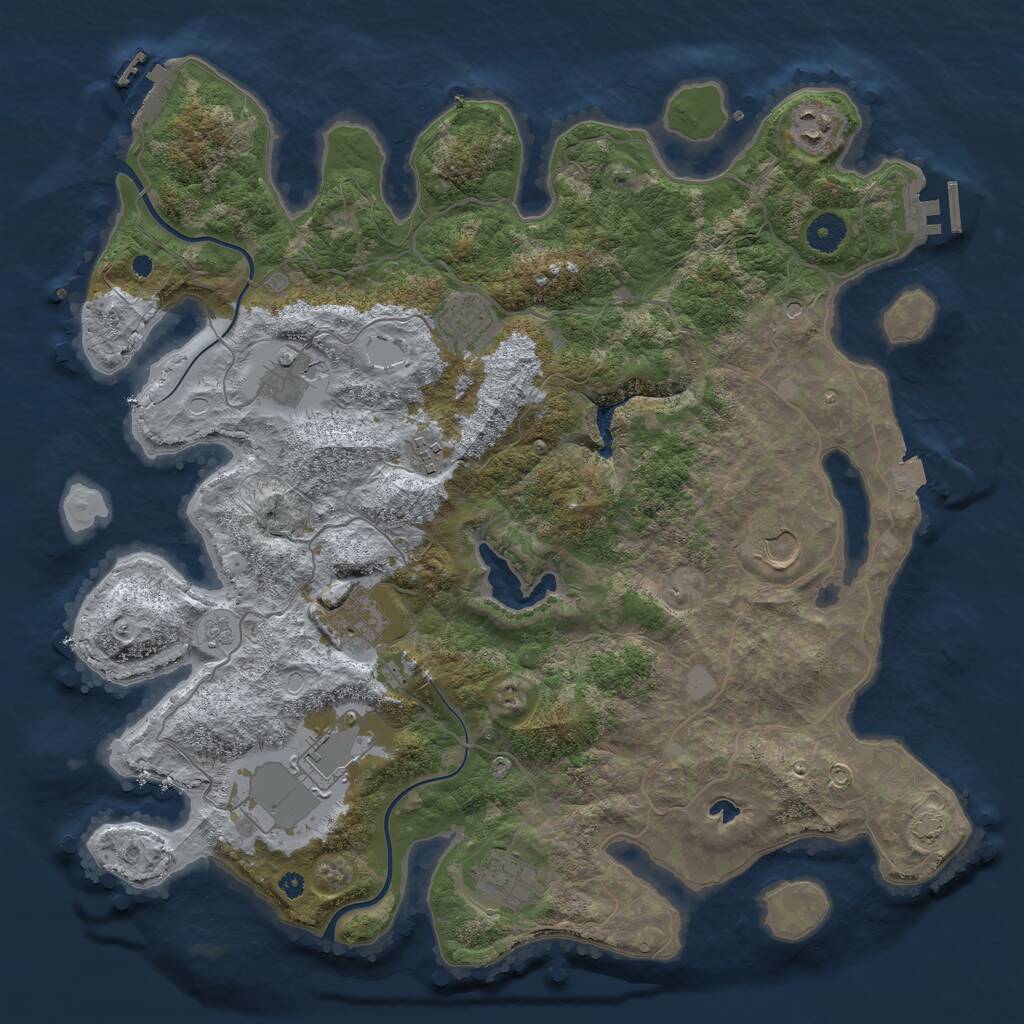 Rust Map: Procedural Map, Size: 4000, Seed: 1125929975, 14 Monuments