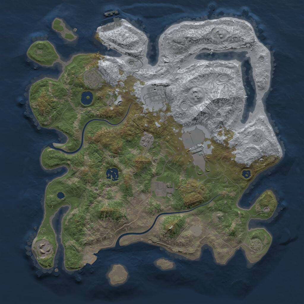 Rust Map: Procedural Map, Size: 3500, Seed: 1934937441, 12 Monuments