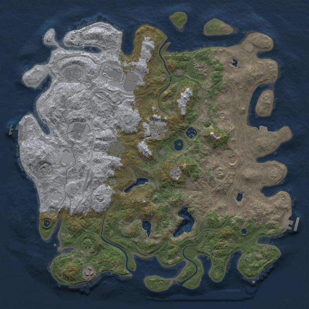 Rust Map: Procedural Map, Size: 4500, Seed: 1151576574, 16 Monuments