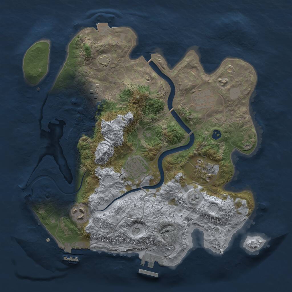 Rust Map: Procedural Map, Size: 3000, Seed: 1163247224, 10 Monuments
