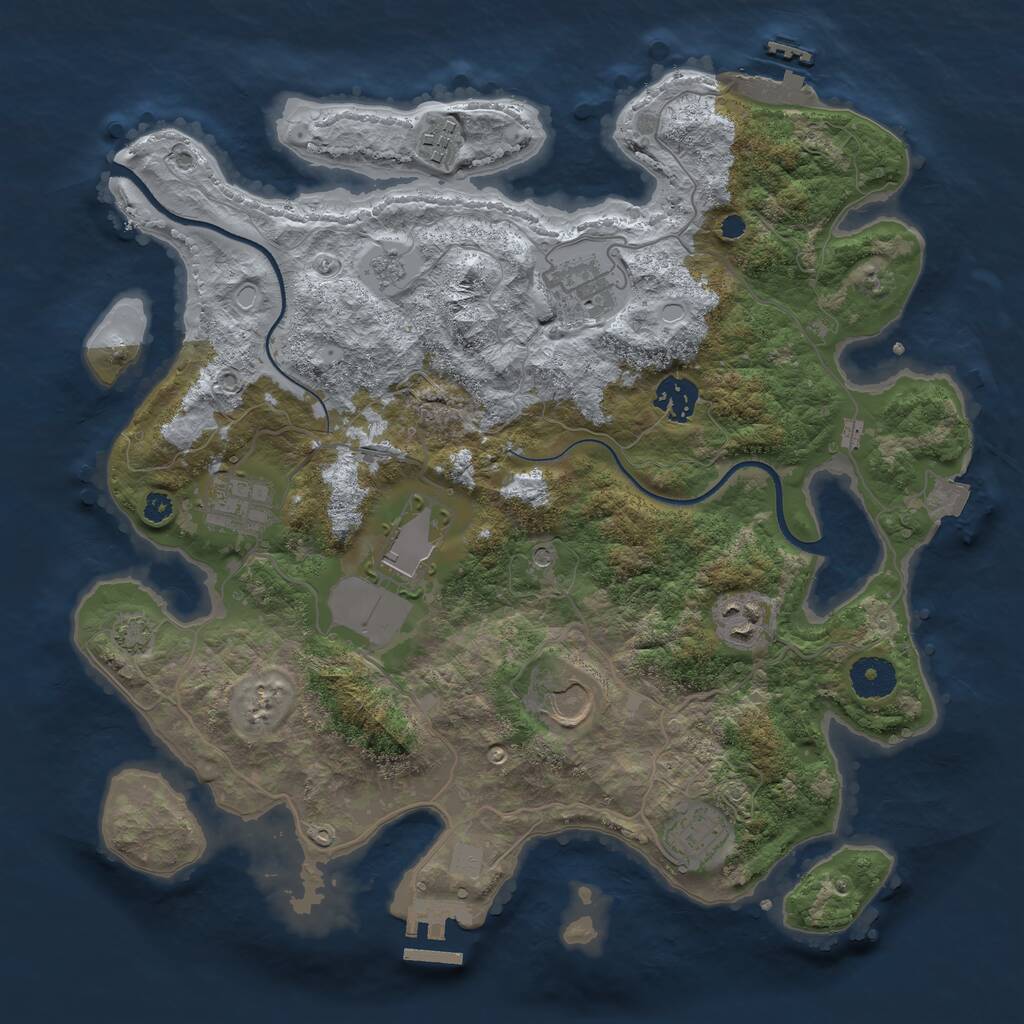 Rust Map: Procedural Map, Size: 3500, Seed: 894258659, 14 Monuments