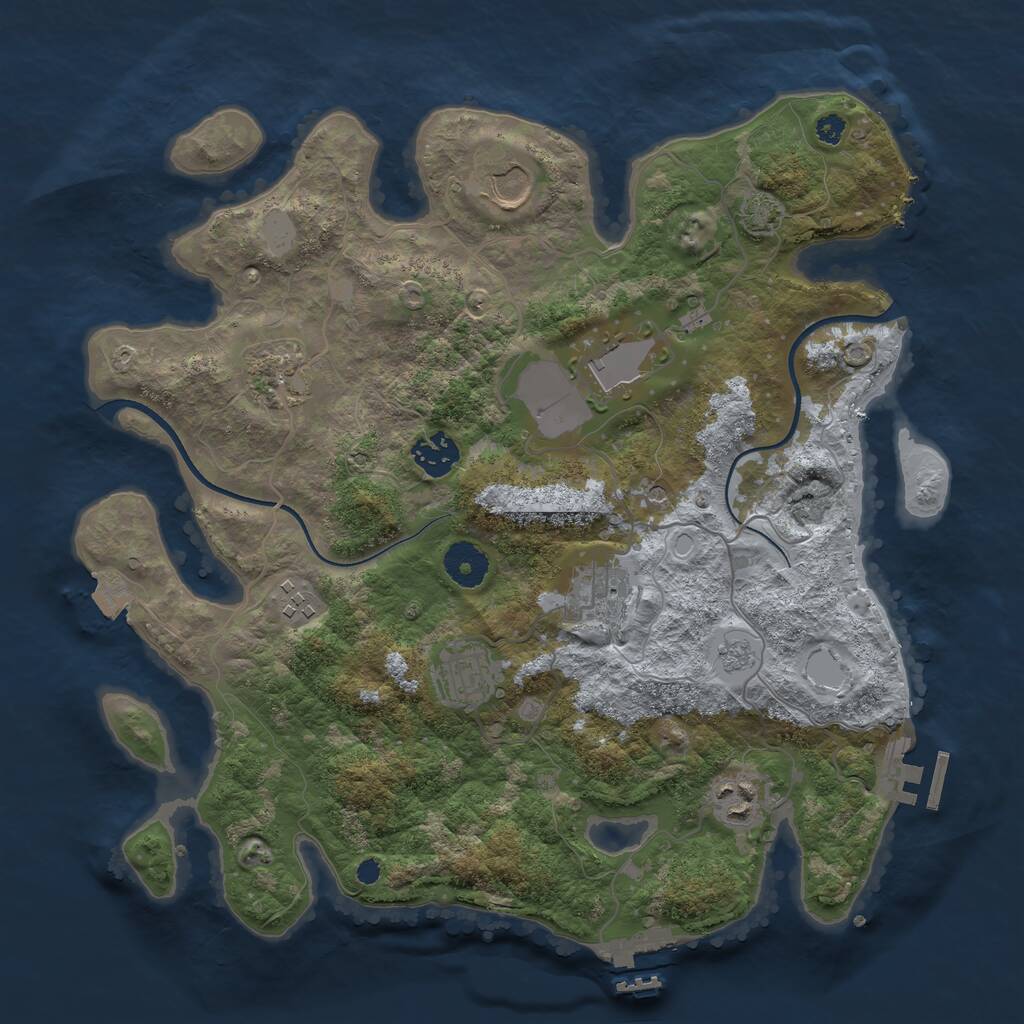 Rust Map: Procedural Map, Size: 3500, Seed: 1096523446, 14 Monuments