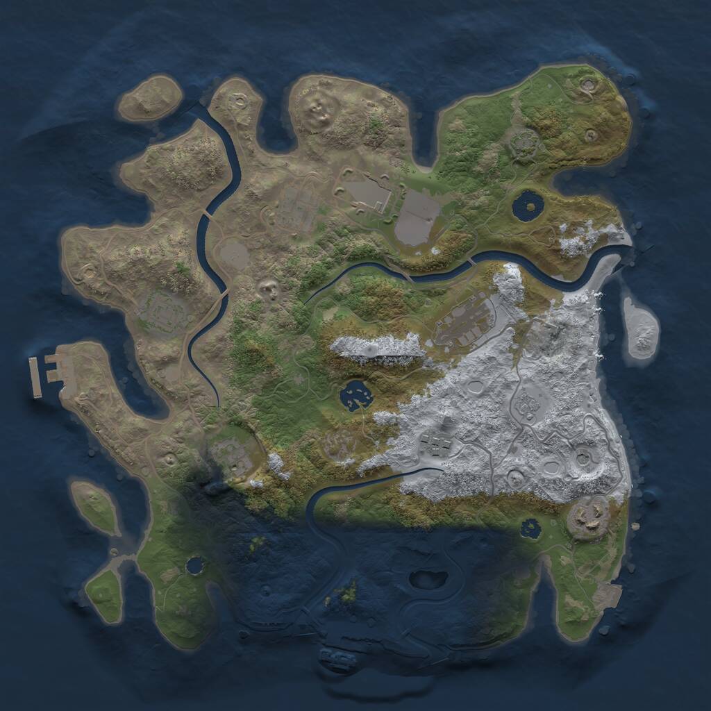 Rust Map: Procedural Map, Size: 3500, Seed: 1096523446, 14 Monuments