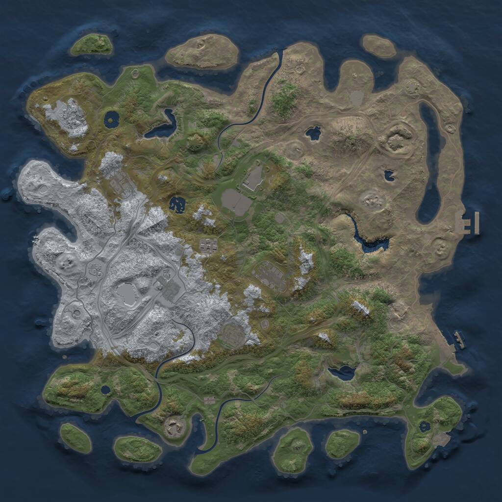 Rust Map: Procedural Map, Size: 4500, Seed: 1728551220, 15 Monuments