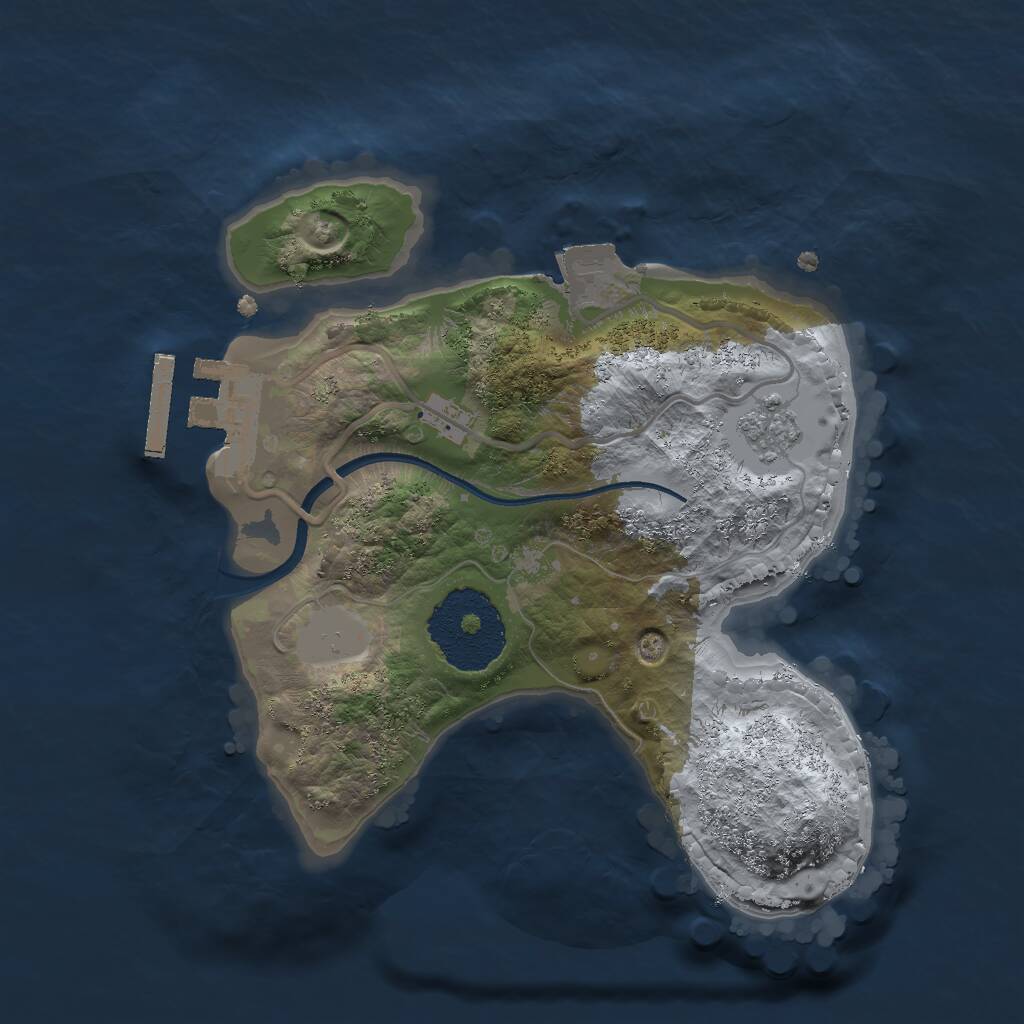 Rust Map: Procedural Map, Size: 2000, Seed: 1906666666, 3 Monuments