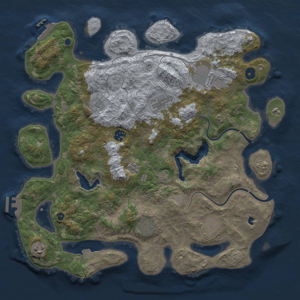 Rust Map: Procedural Map, Size: 4000, Seed: 633621816, 14 Monuments