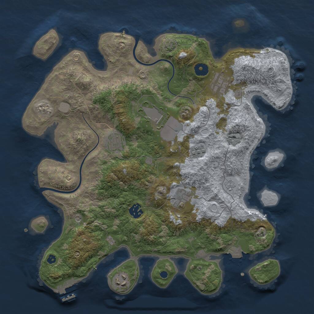 Rust Map: Procedural Map, Size: 3500, Seed: 96247409, 12 Monuments