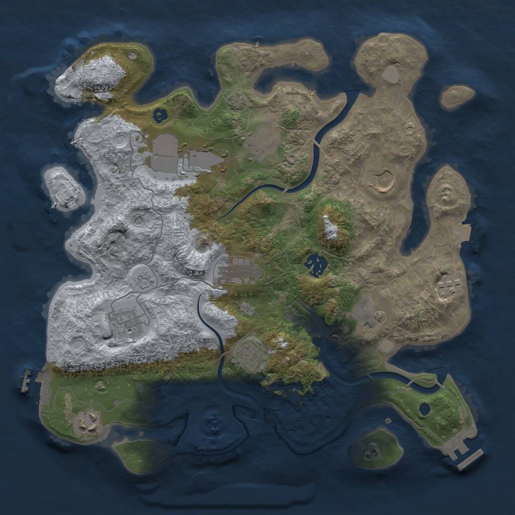 Rust Map: Procedural Map, Size: 3500, Seed: 112413133, 16 Monuments