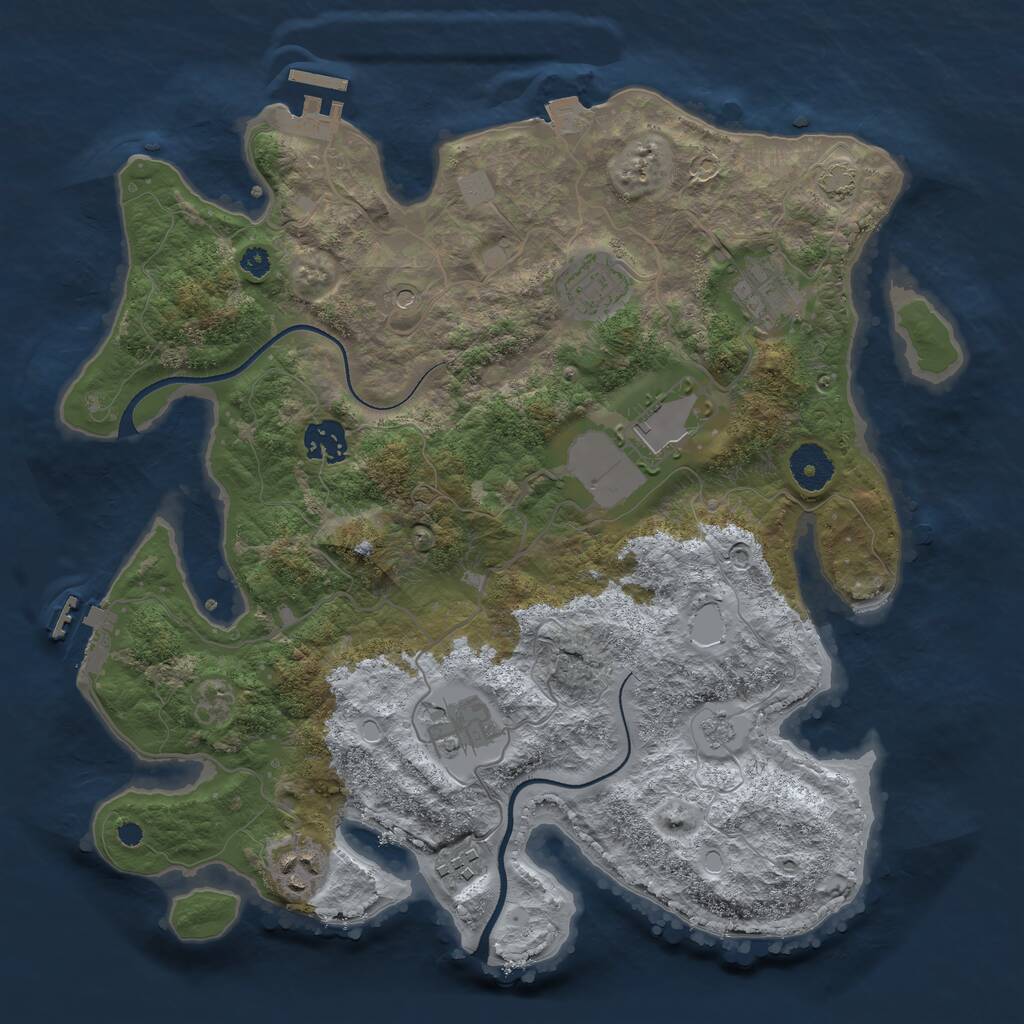 Rust Map: Procedural Map, Size: 3500, Seed: 1589428457, 13 Monuments