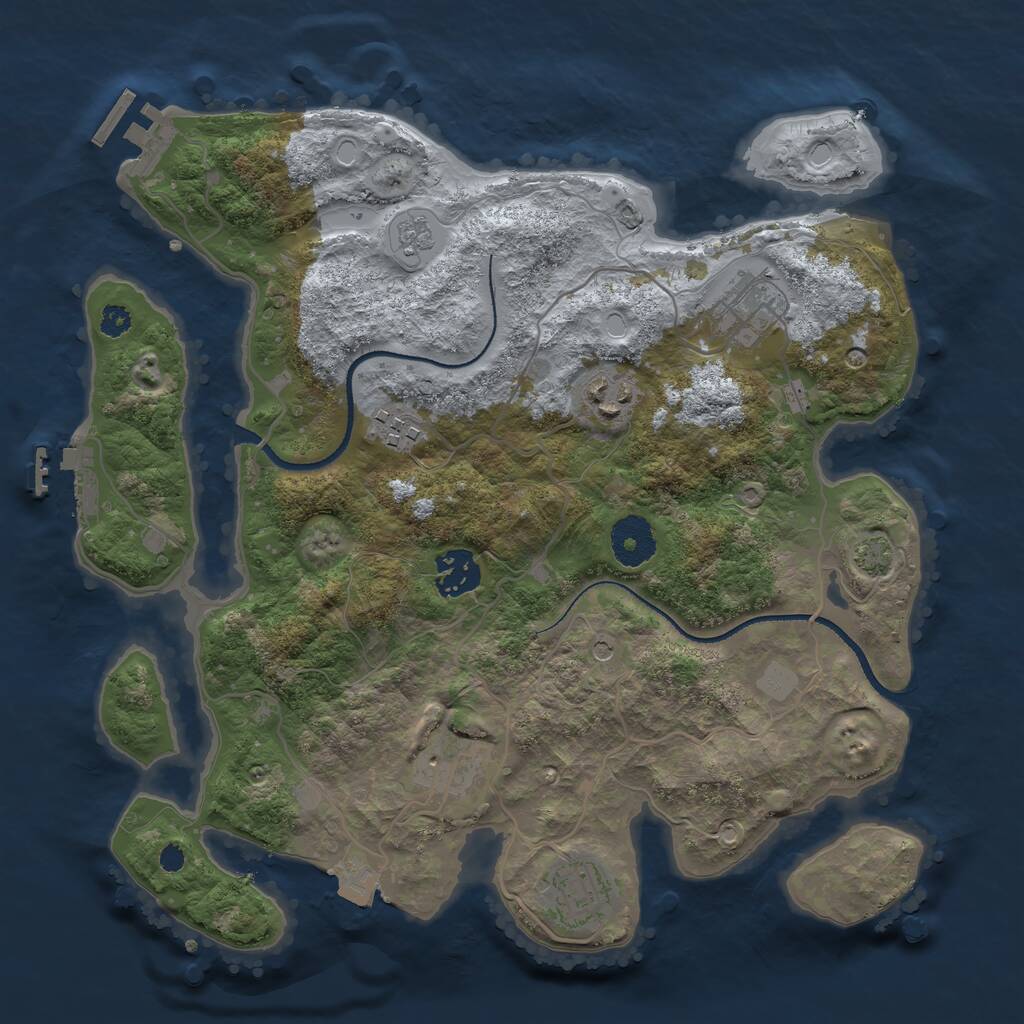 Rust Map: Procedural Map, Size: 3250, Seed: 24205, 12 Monuments