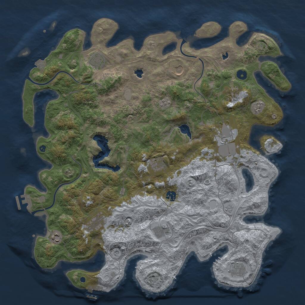 Rust Map: Procedural Map, Size: 4500, Seed: 631740494, 17 Monuments