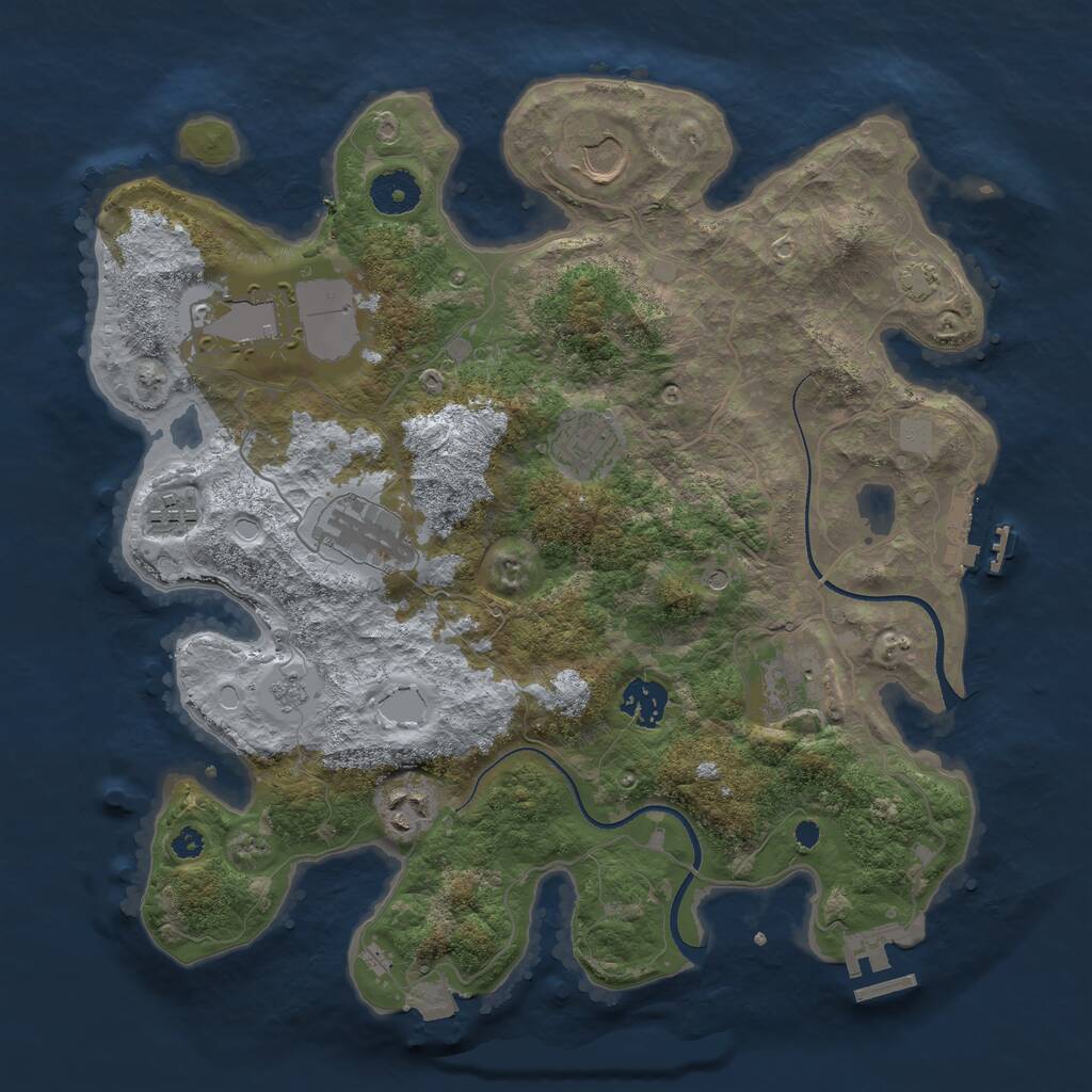 Rust Map: Procedural Map, Size: 3500, Seed: 641246404, 14 Monuments