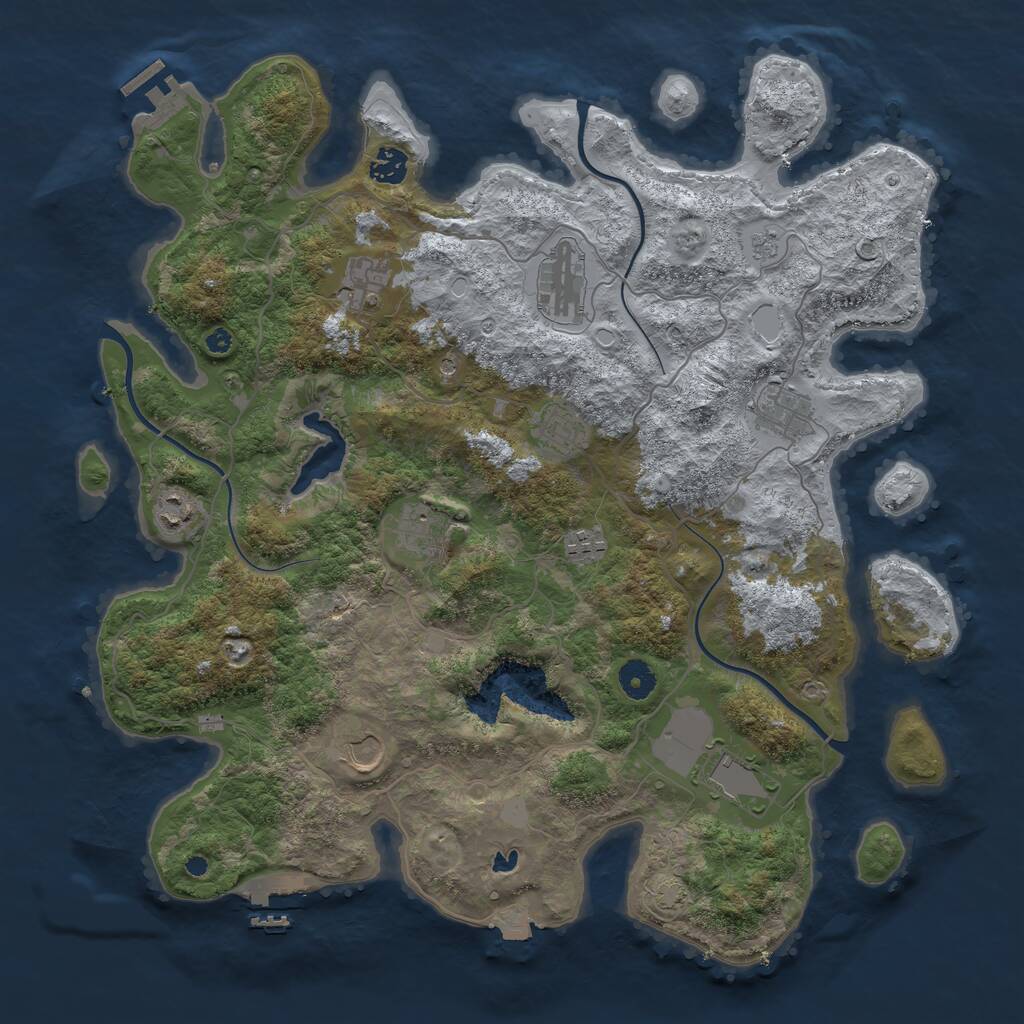Rust Map: Procedural Map, Size: 4100, Seed: 120072619, 16 Monuments
