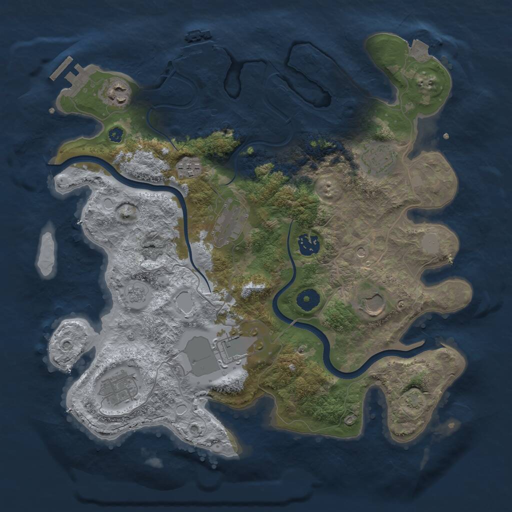 Rust Map: Procedural Map, Size: 3500, Seed: 120519346, 14 Monuments