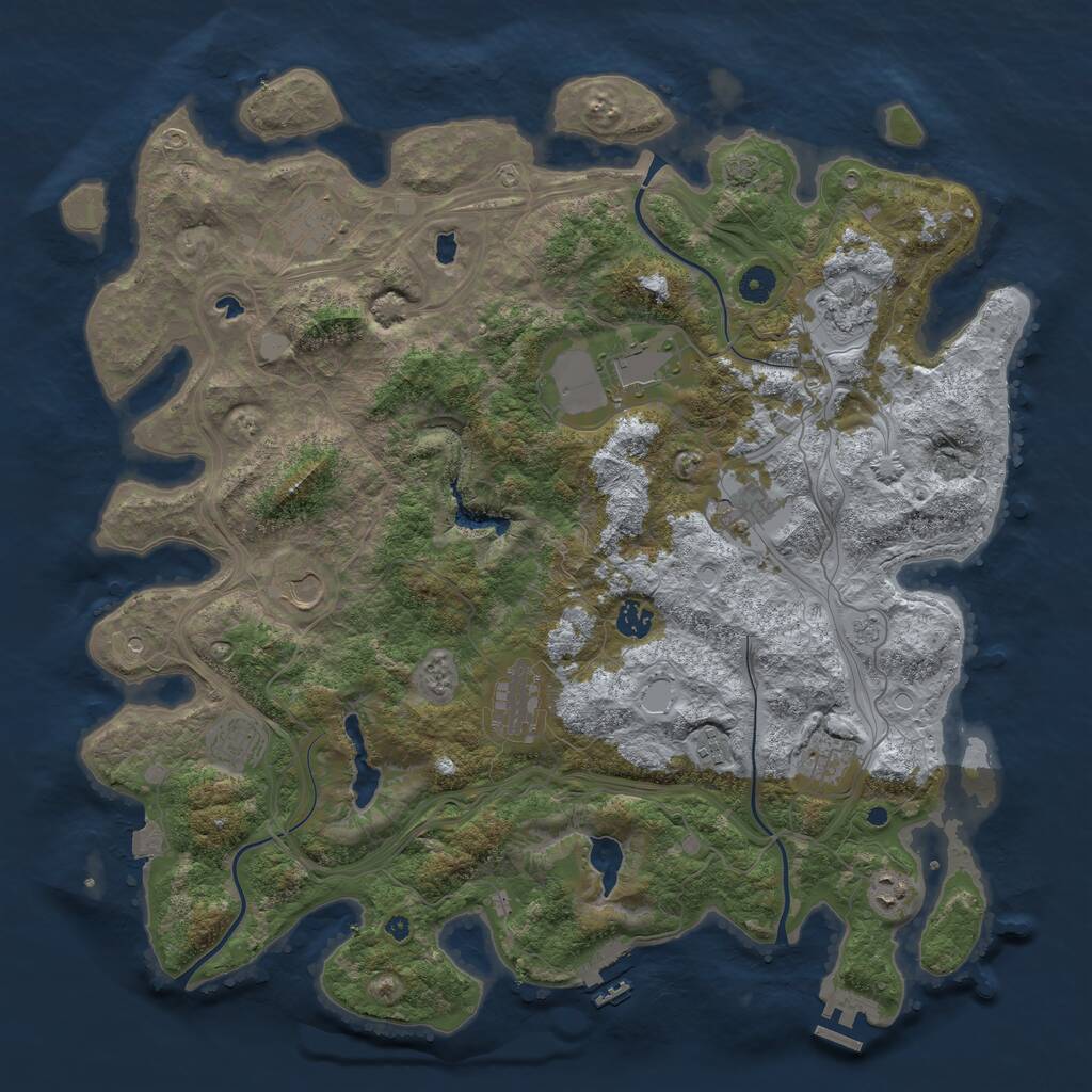 Rust Map: Procedural Map, Size: 4500, Seed: 2097186291, 17 Monuments